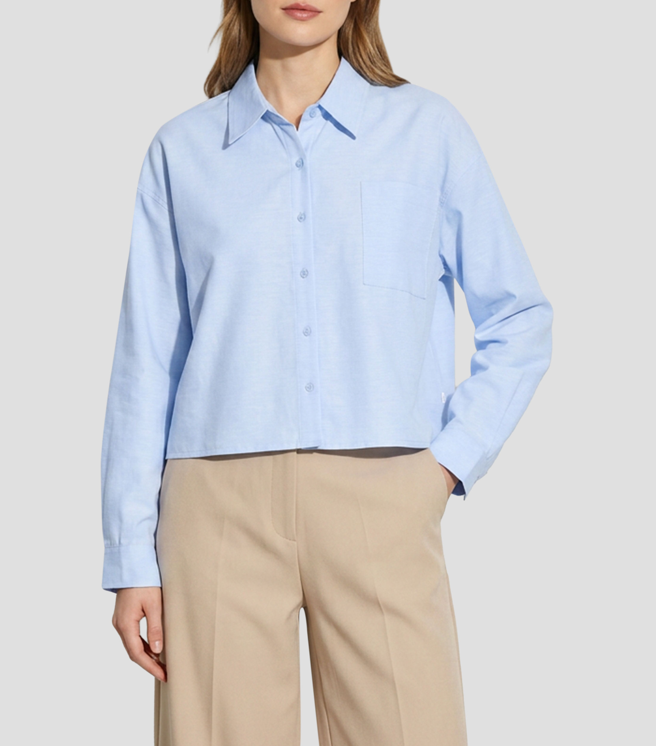 Camisa jaspeada manga larga Mujer